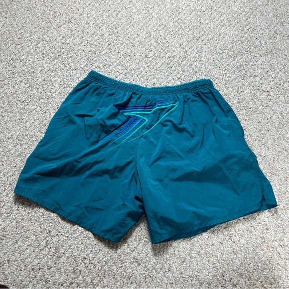 Speedo Vintage Board Shorts Mens Large 90s Teal Blue Embroidered Pockets - Picture 5 of 12
